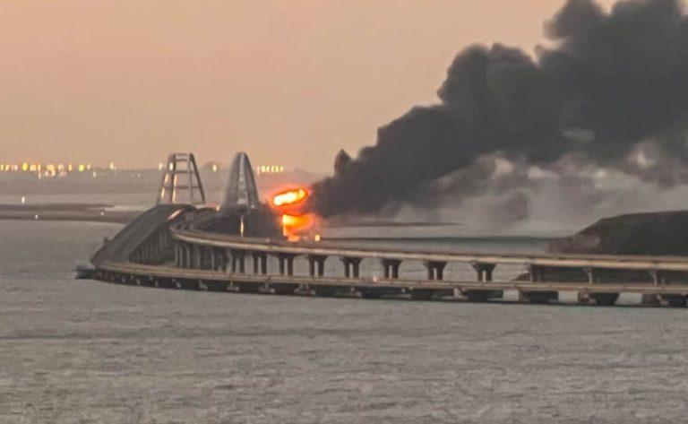 Video: Huge Explosion On Only Bridge Linking Crimea To Russia
